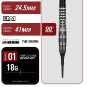 Dardos Target Japan Black Marque Blaze 90% 18gr - 2