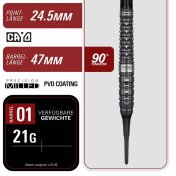 Dardos Target Japan Black Marque Eclipse 90% 21gr - 3