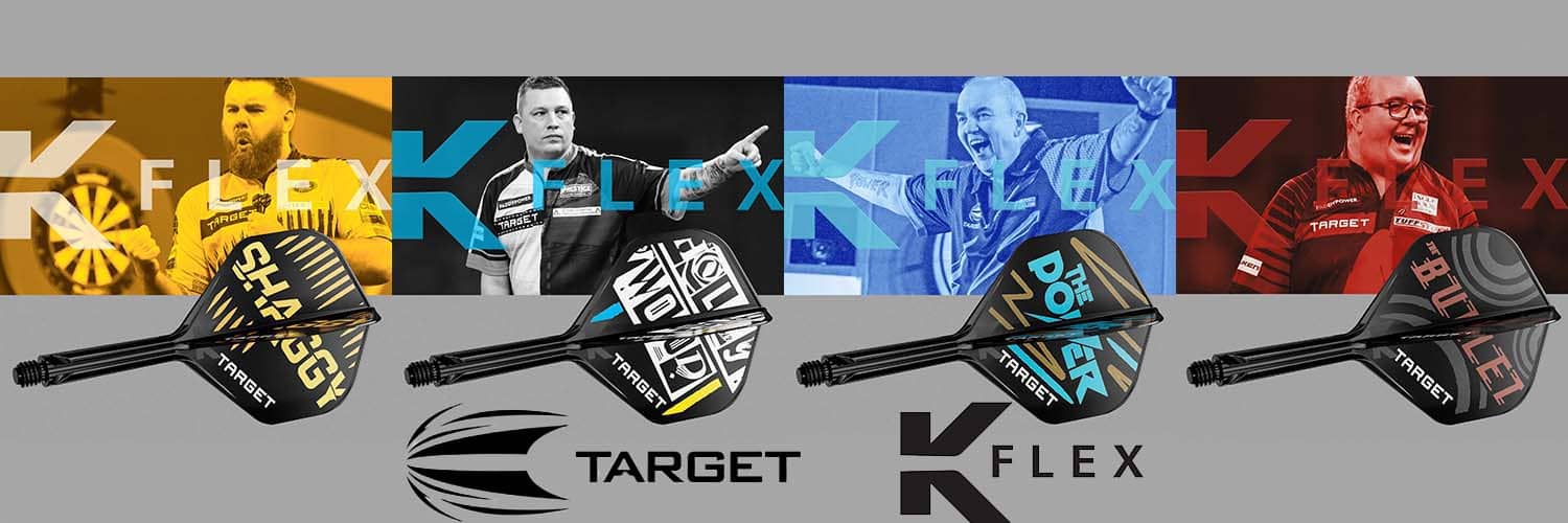 Nuevos modelos de plumas Target K-Flex, diseñados por Scott Williams, Chris Dobey, Phil Taylor y Stephen Bunting