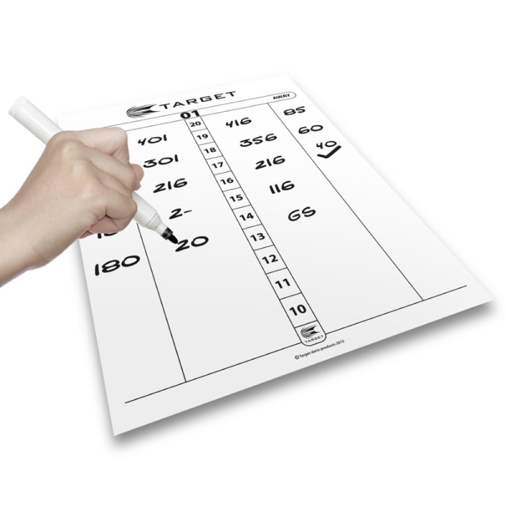 Pizarra Target Darts Scoresheet - Dry Wipe