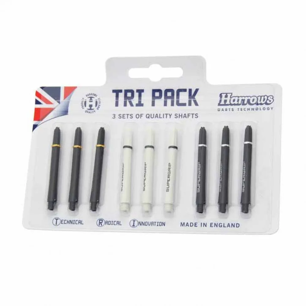  Cañas Tri Pack Harrows Darts Supergrip Pro Shaft Medium White/Black 