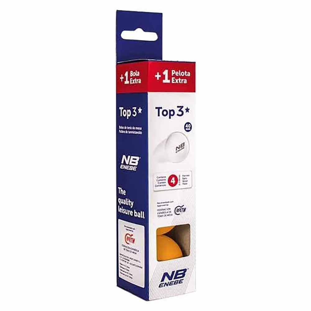 Caja 3+1 Pelotas Ping Pong Enebe Top 3 Naranja