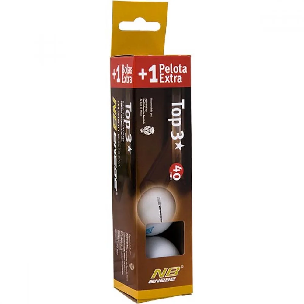 Caja 3+1 Pelotas Ping Pong Enebe Top 3 Blancas