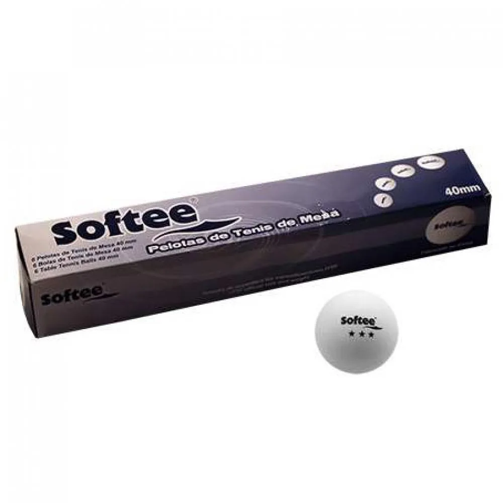 Caja 6 Pelotas Softee Tenis Mesa 40mm Blanco