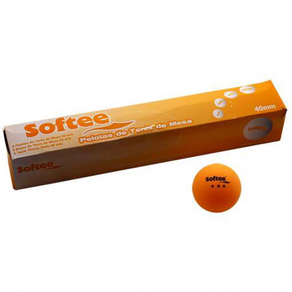 Caja 6 Pelotas Softee Tenis Mesa 40mm Naranja