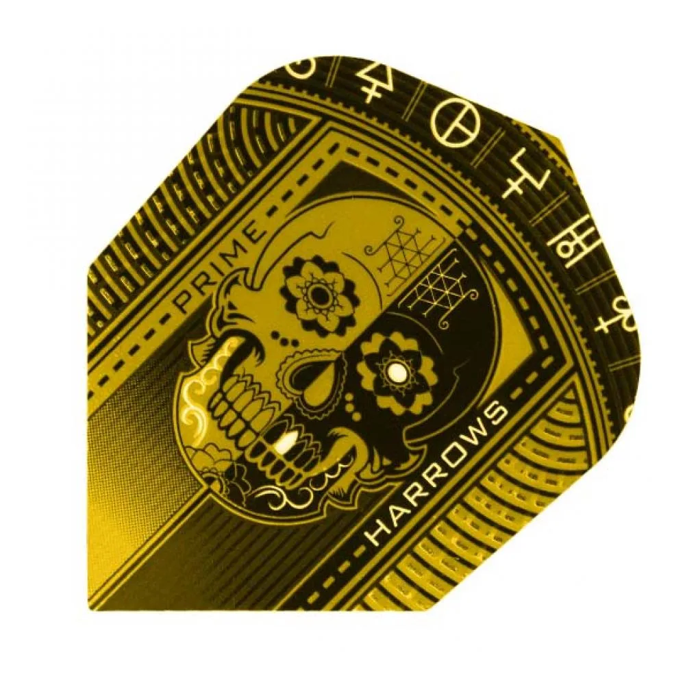  Plumas Harrows Darts Flights Prime Gold Skull 