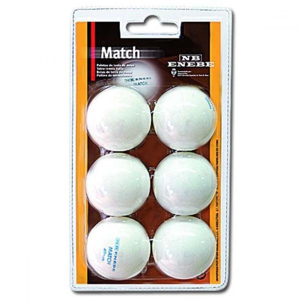 Blister 6 Pelotas Ping Pong Enebe Match Blancas