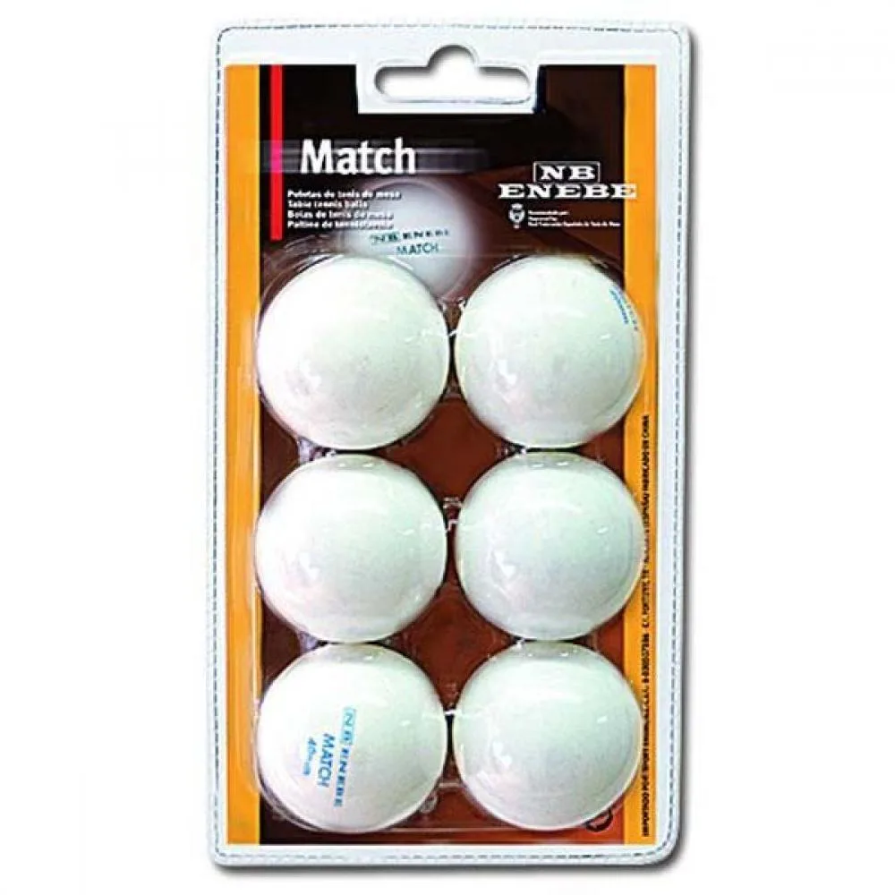 Blister 6 Pelotas Ping Pong Enebe Match Blancas