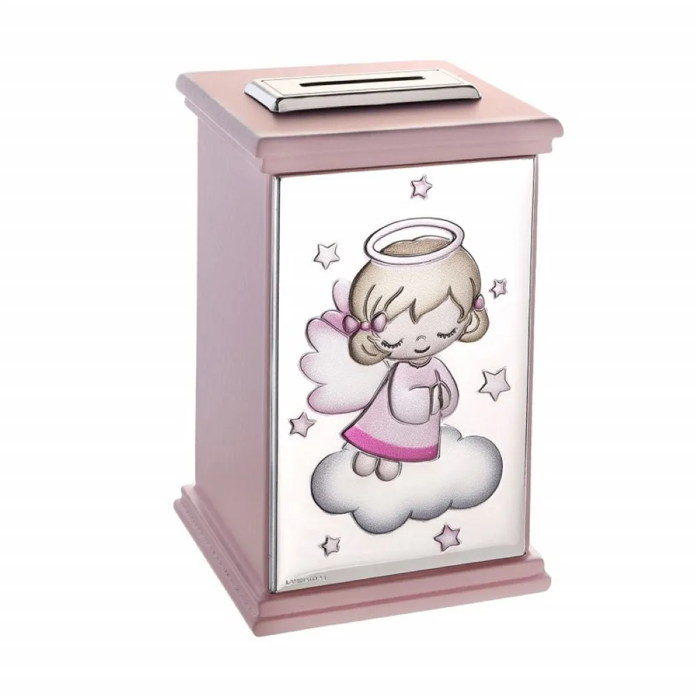 Hucha Angelito Musical Rosa 
