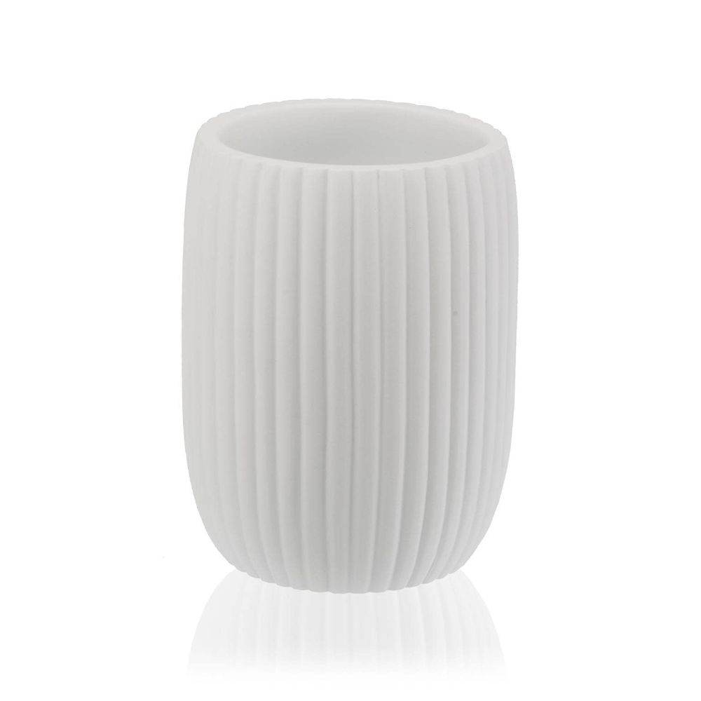 Vaso cepillos blanco rayas
