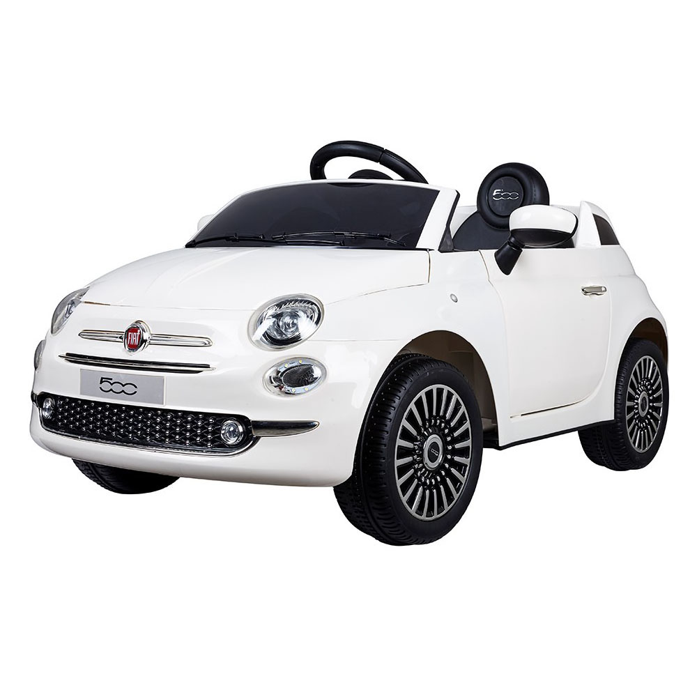 Coche eléctrico Fiat 500 blanco con radio control