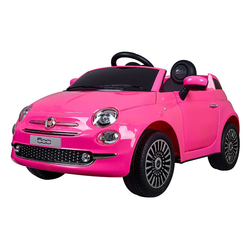 Coche eléctrico Fiat 500 rosa con radio control