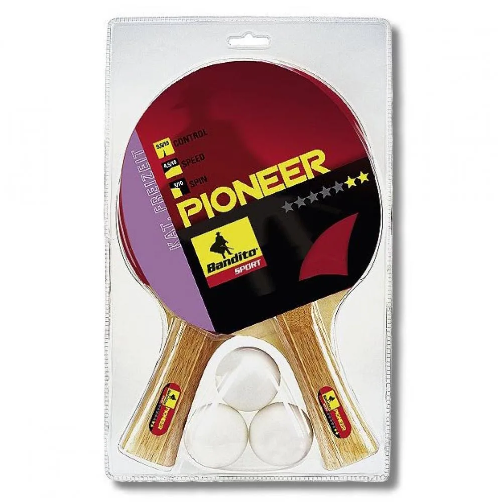 Pack 2 Pala Ping Pong + 3 Bolas Bandito Sport Pioneer 