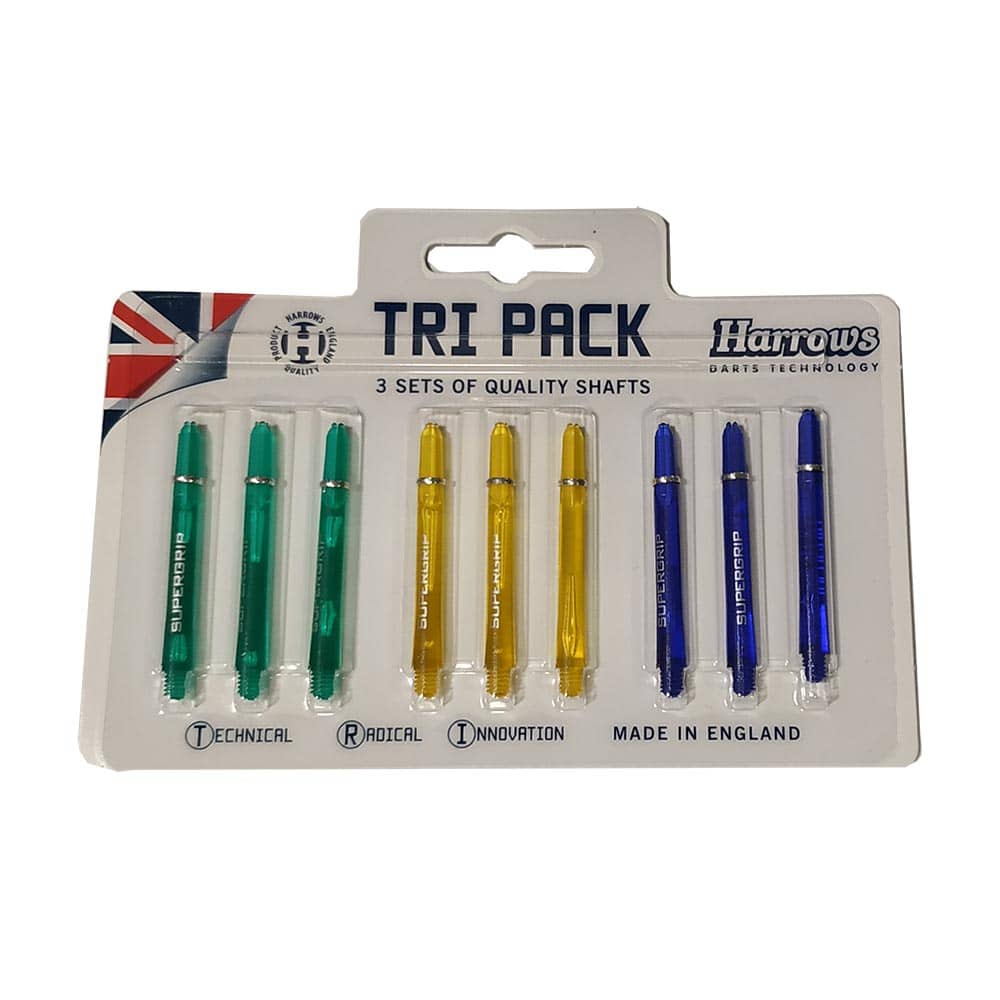  Cañas Tri Pack Harrows Darts Supergrip Pro Shaft Medium Colours 2 