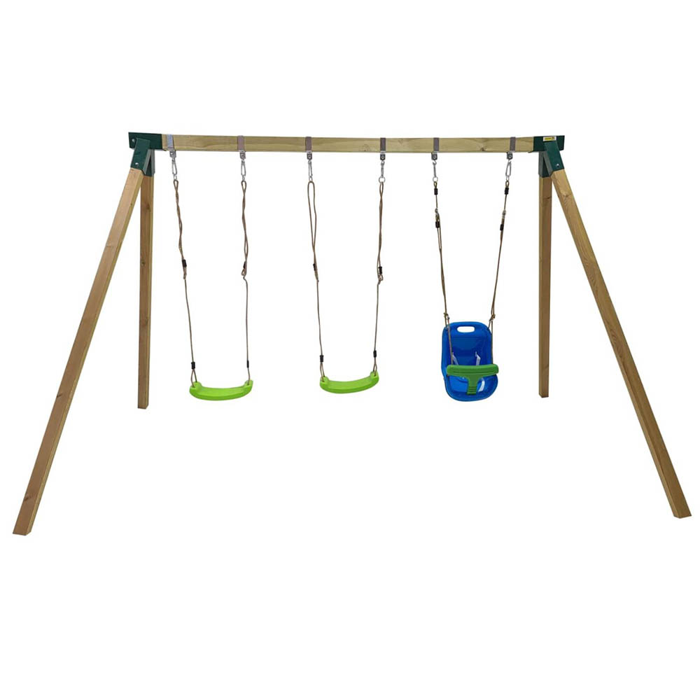 Columpio de madera cuadrada MASGAMES NORI con asiento bebé