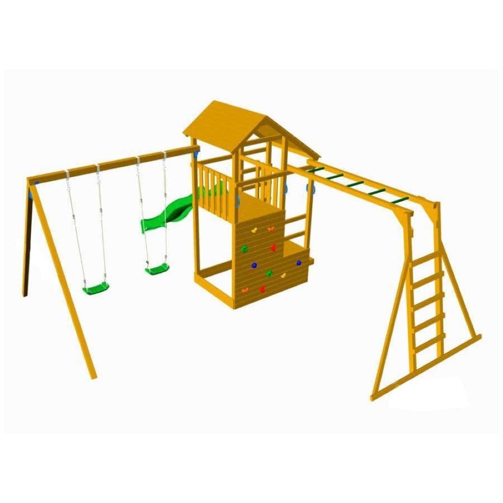 Parque infantil Masgames Teide XL con escalera de mono y columpio individual