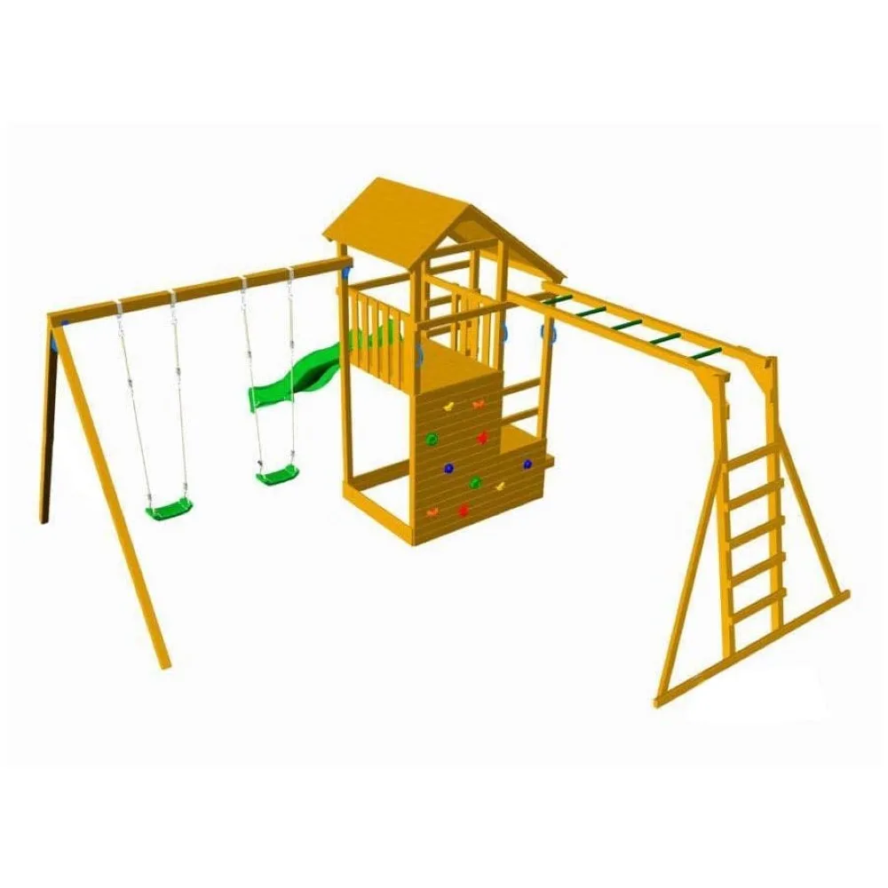 Parque infantil Masgames Teide XL con escalera de mono y columpio doble