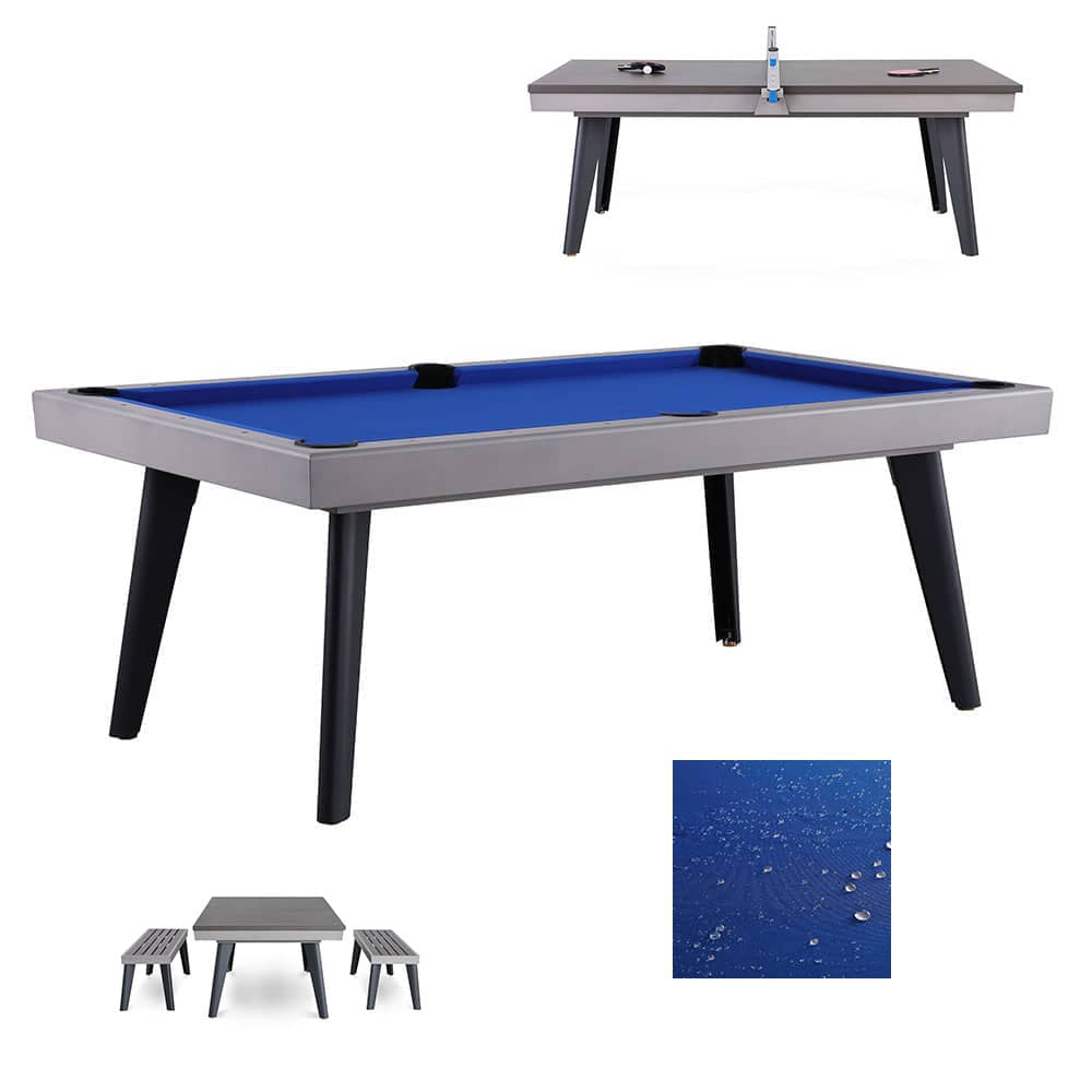 Billar Americano Ascona + Tapa + Kit Ping Pong Outdoor + bancos 6 ft