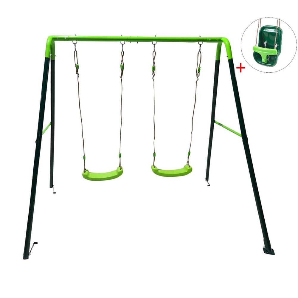 Columpio metálico doble Masgames Olea + Asiento de bebé