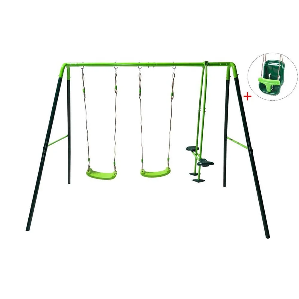 Columpio metálico triple Masgames Gingo + asiento bebé