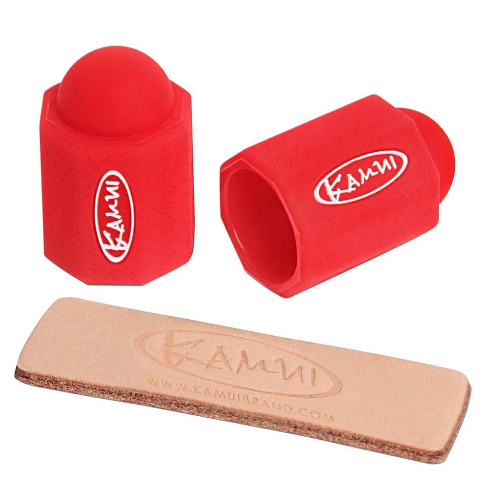 Tip Protector taco billar Kamui Rojo 2 Unid 11.75-14mm + Pulidor de puntas