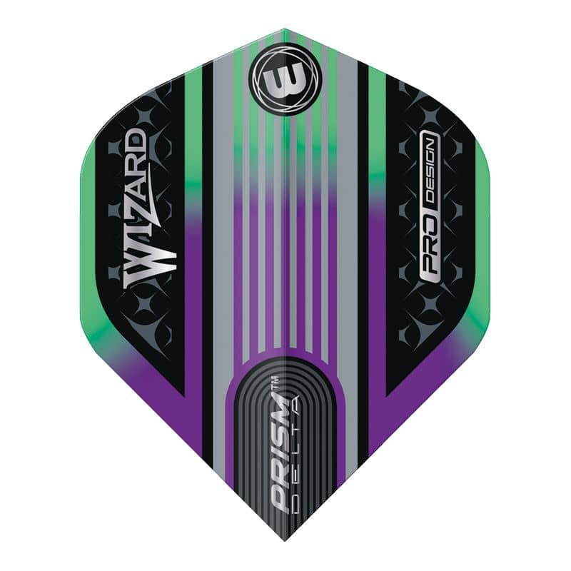 Plumas Winmau Darts Standard Prism Delta Wizard Rainbow Silver