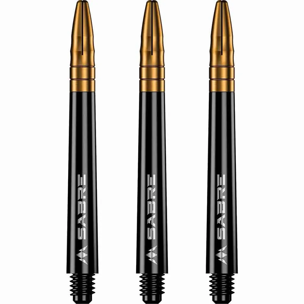 Cañas Mission Darts Sabre Polycarbonate Negra Dorada Intermedia 41mm
