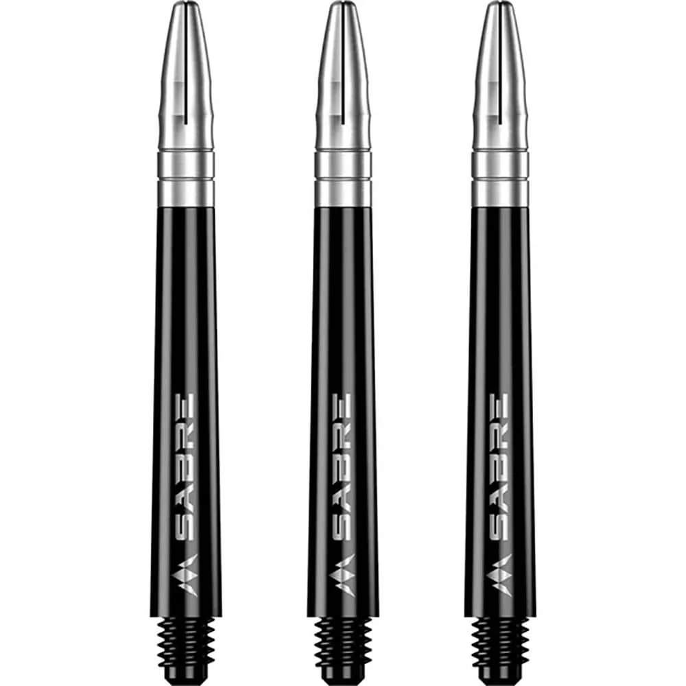Cañas Mission Darts Sabre Polycarbonate Negra Plata Intermedia 41mm