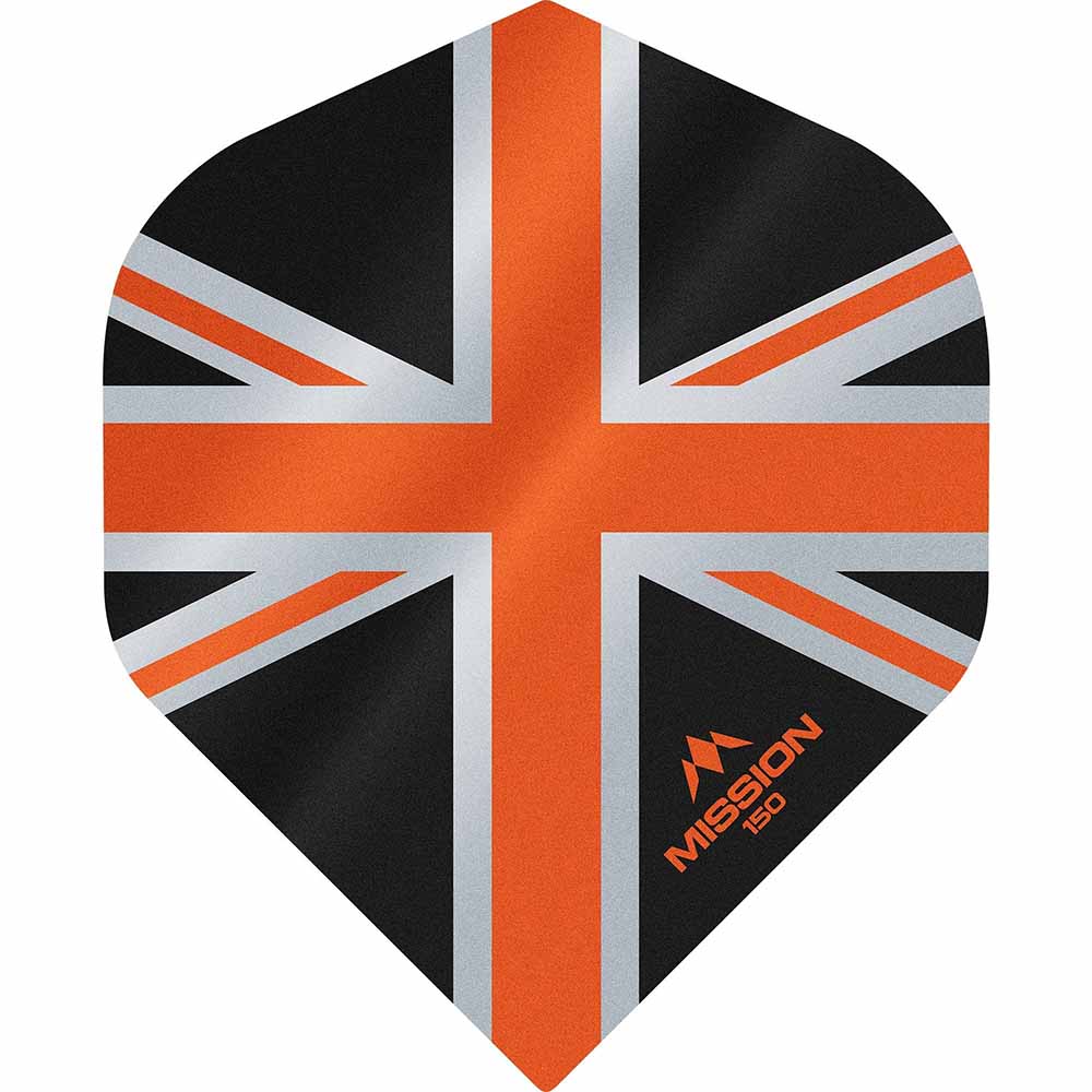  Plumas Mission Darts No2 Std Alliance Union Jack Negro Naranja 150
