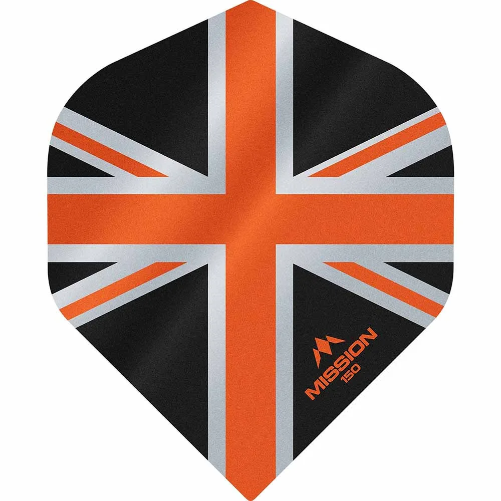  Plumas Mission Darts No2 Std Alliance Union Jack Negro Naranja 150