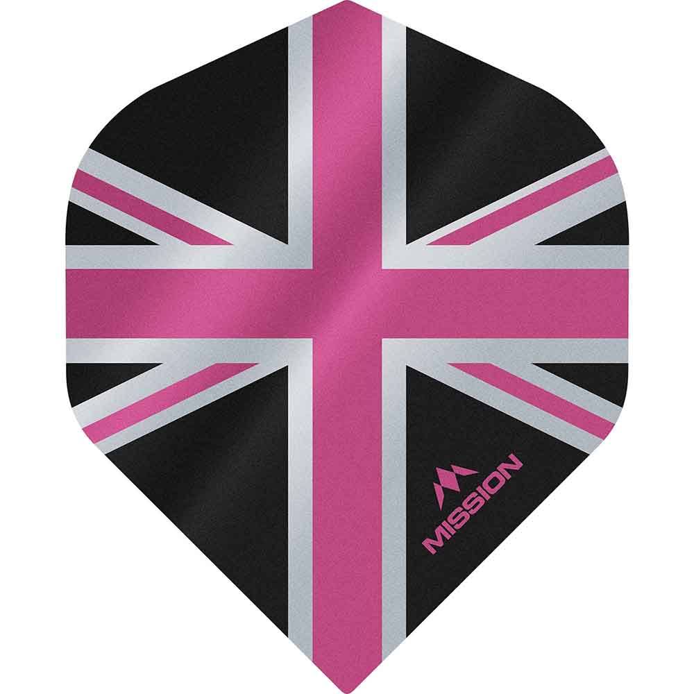 Plumas Mission Darts No2 Std Alliance Union Jack Negro Rosa