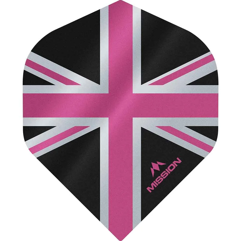 Plumas Mission Darts No2 Std Alliance Union Jack Negro Rosa