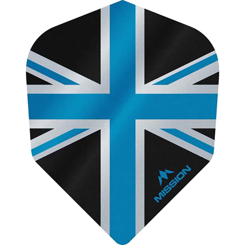 Plumas Mission Darts No6 Alliance Union Jack Negro Azul