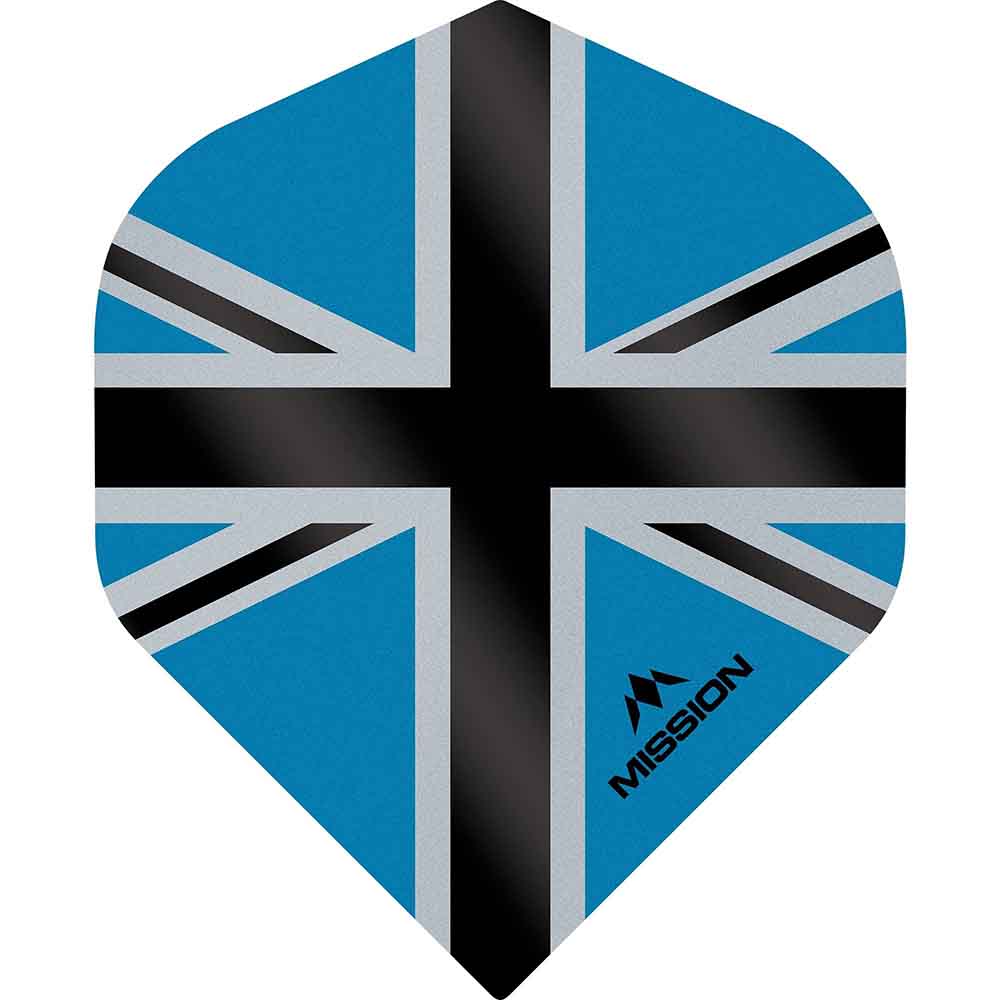Plumas Mission Darts No2 Std Alliance-X Union Jack Negro Azul