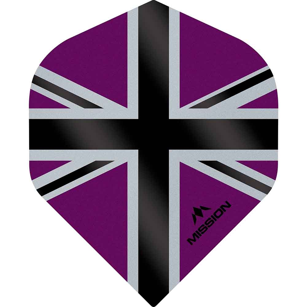 Plumas Mission Darts No2 Std Alliance-X Union Jack Negro Morado