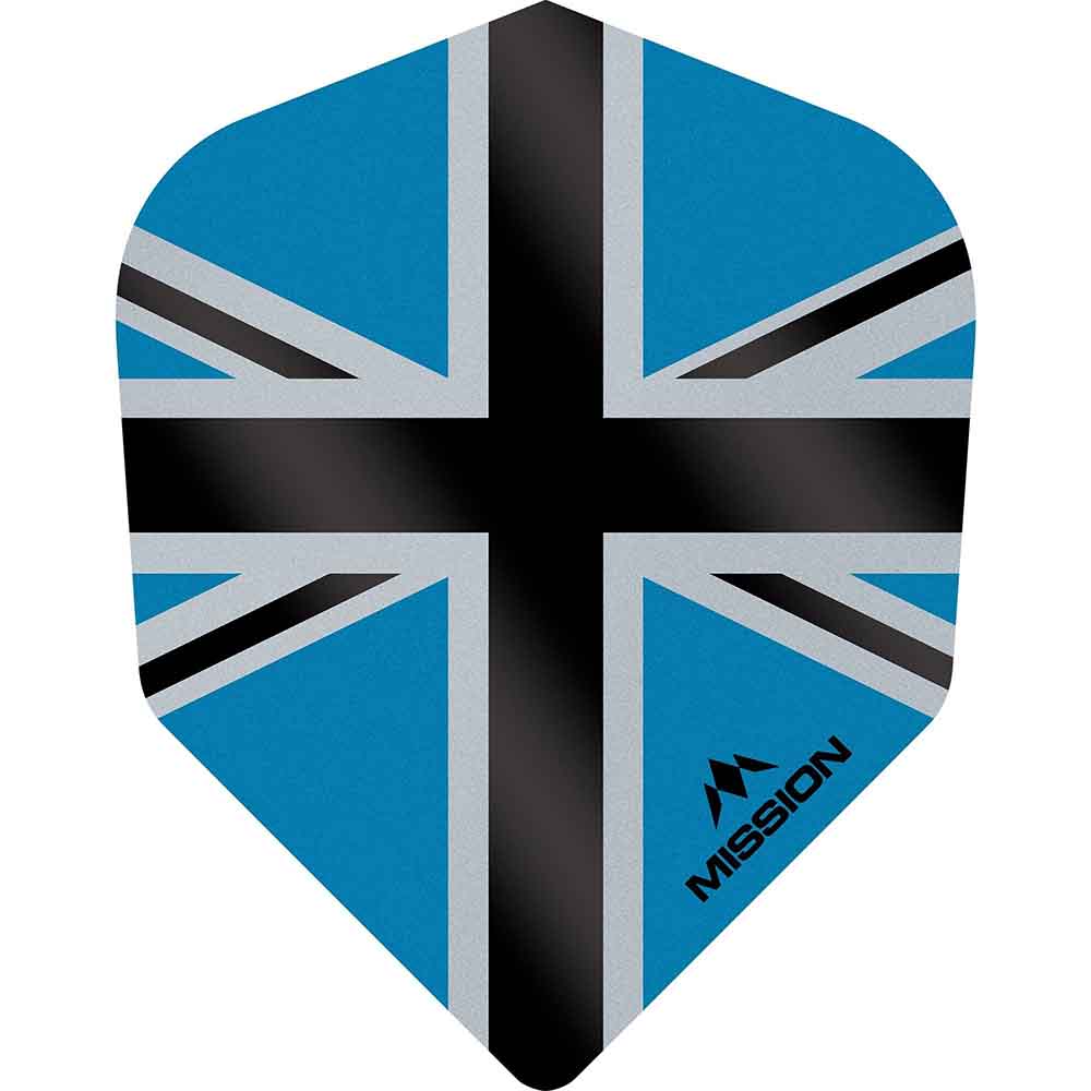 Plumas Mission Darts No6 Std Alliance-X Union Jack Negro Azul