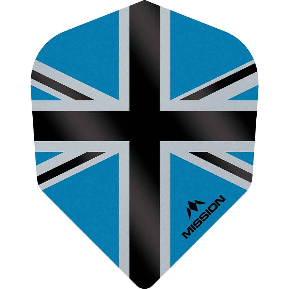 Plumas Mission Darts No6 Std Alliance-X Union Jack Negro Azul