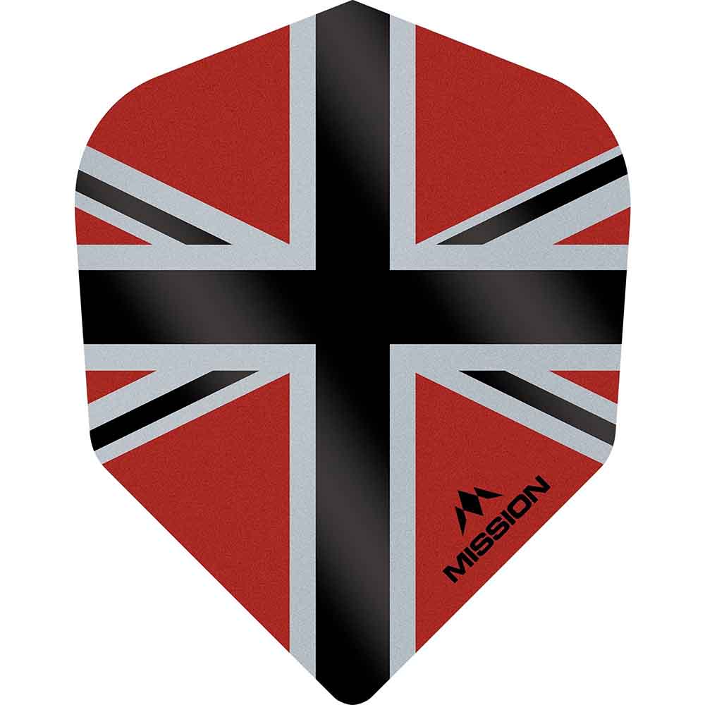 Plumas Mission Darts No6 Std Alliance-X Union Jack Negro Rojo
