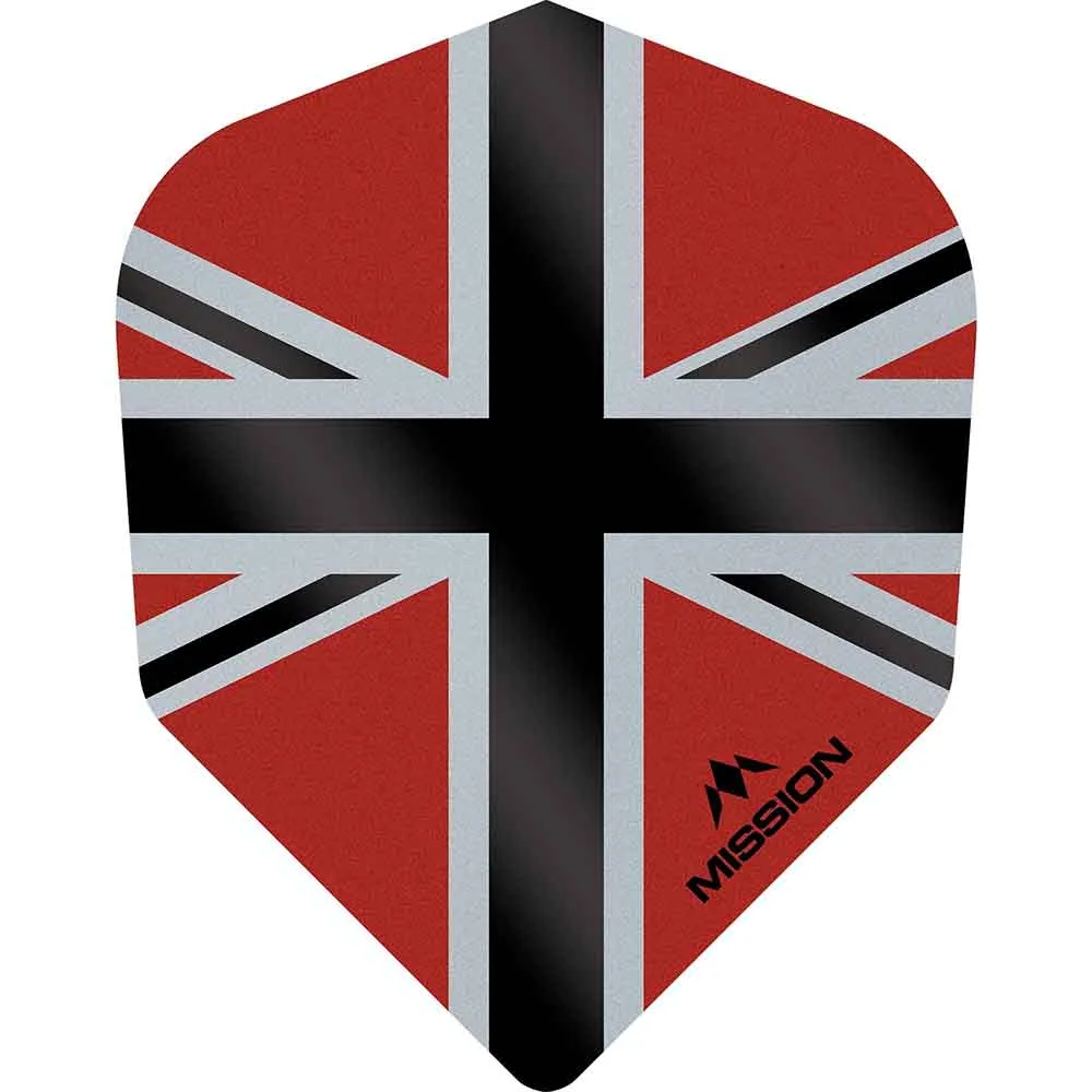 Plumas Mission Darts No6 Std Alliance-X Union Jack Negro Rojo