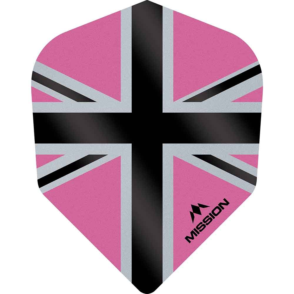 Plumas Mission Darts No6 Std Alliance-X Union Jack Negro Rosa