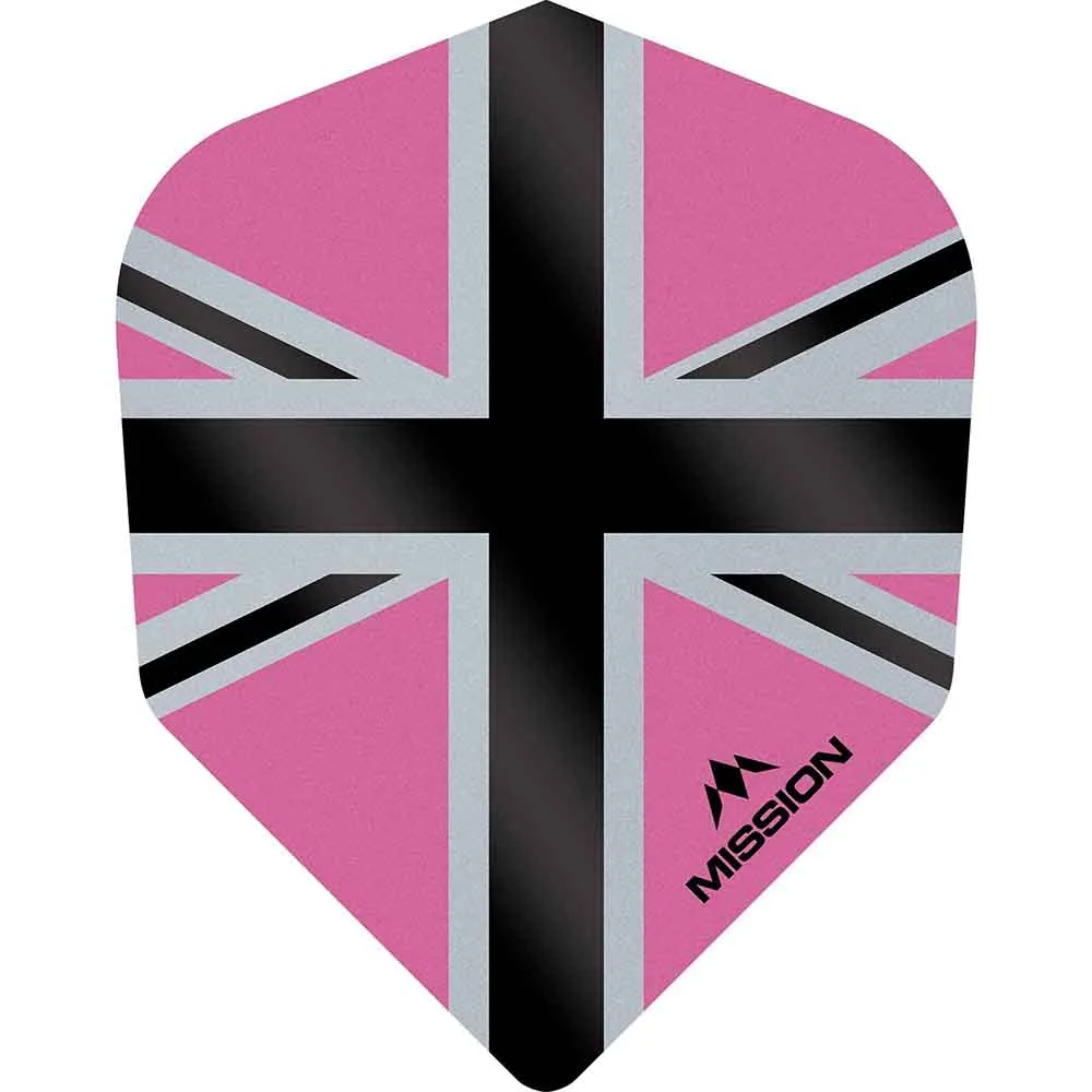 Plumas Mission Darts No6 Std Alliance-X Union Jack Negro Rosa