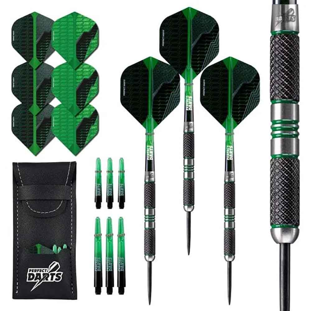 Dardos Perfect Darts Black Grenade Knurled Negro Verde 90% 24g