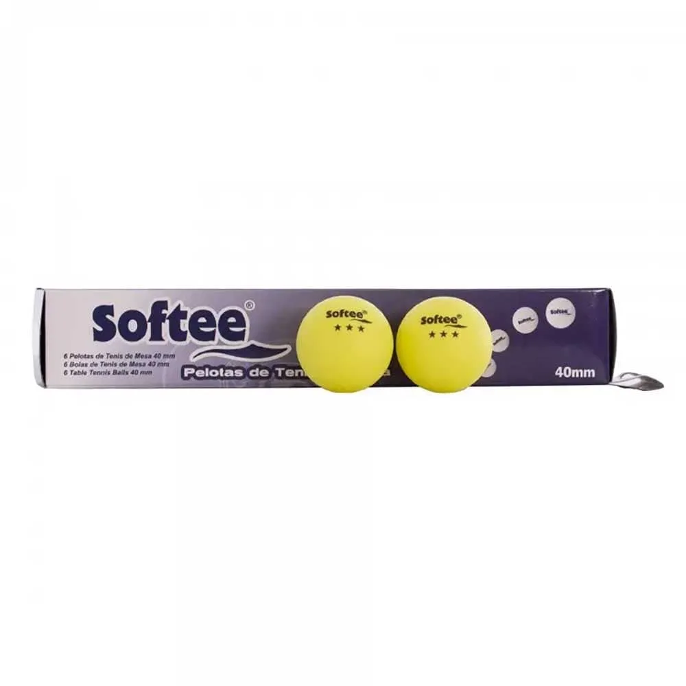 Caja 6 Pelotas Softee Tenis Mesa 40mm Amarillo