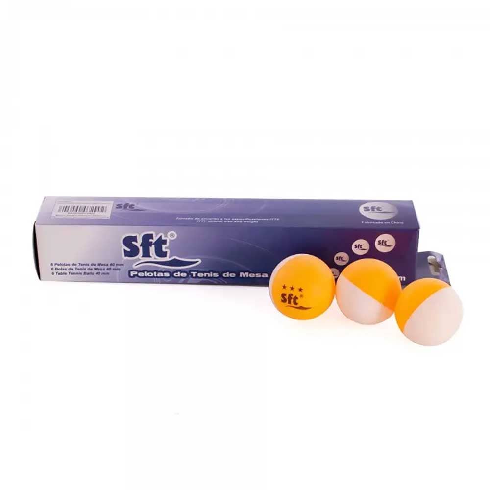 Caja 6 Pelotas Softee Tenis Mesa 40mm ABS Bicolor SFT