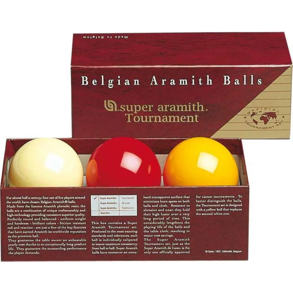 Juego Bolas Billar Carambola Carom Super Aramith Tournament de Luxe Caja Roja 61.5                                           