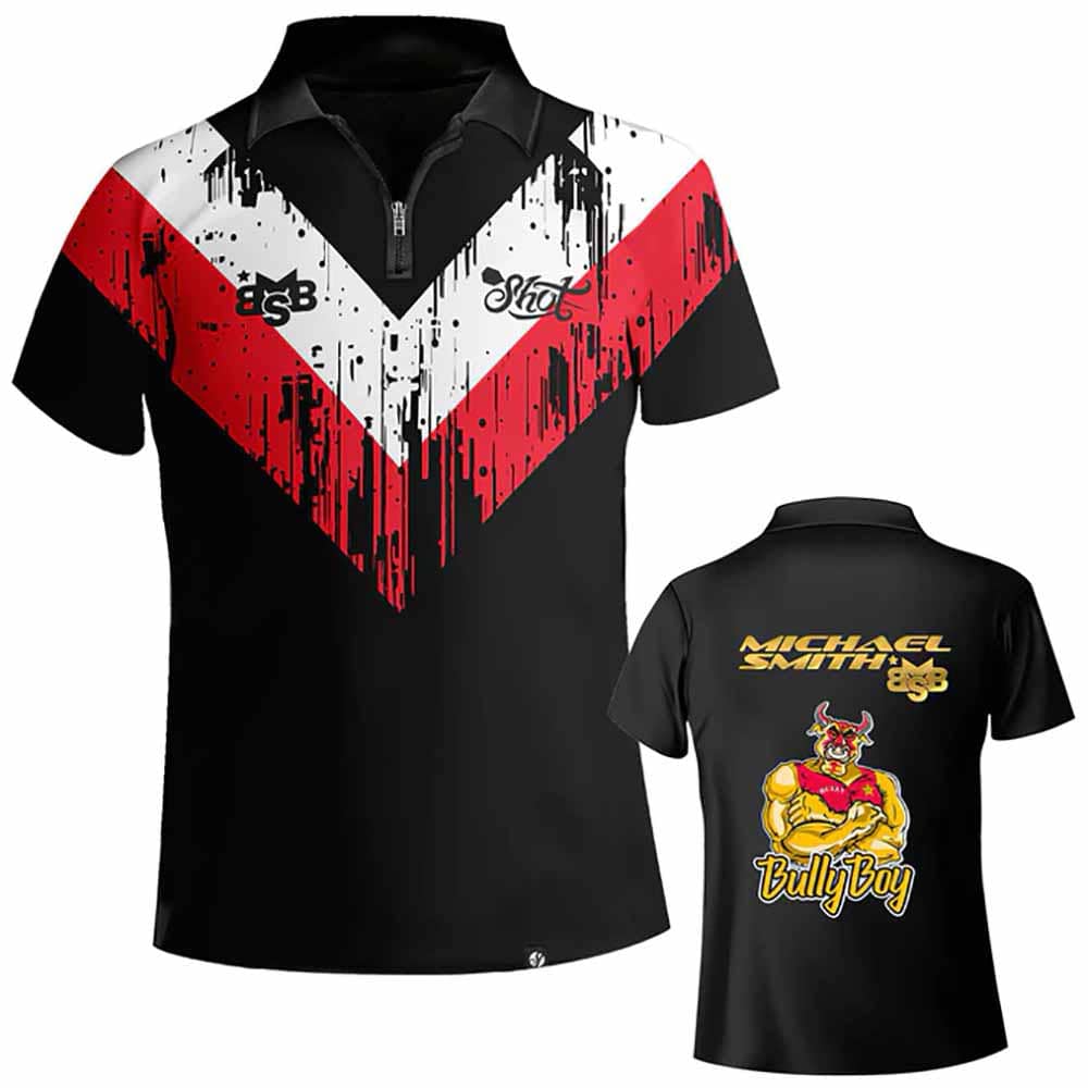 Polo Shot Michael Smith Darts Bully Boy White Strip S