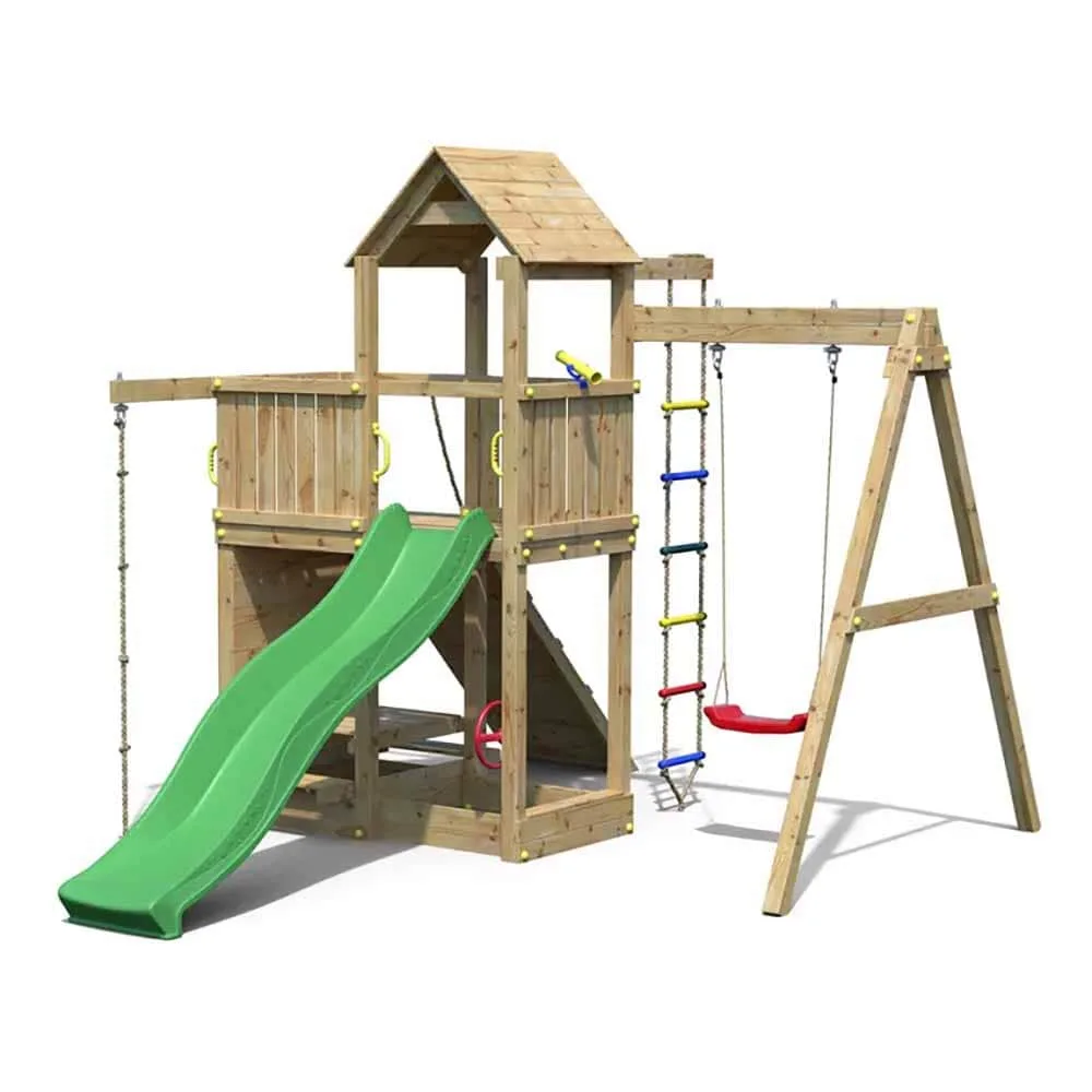 Jardín de madera parque infantil tobogán columpio escalada Activer V2