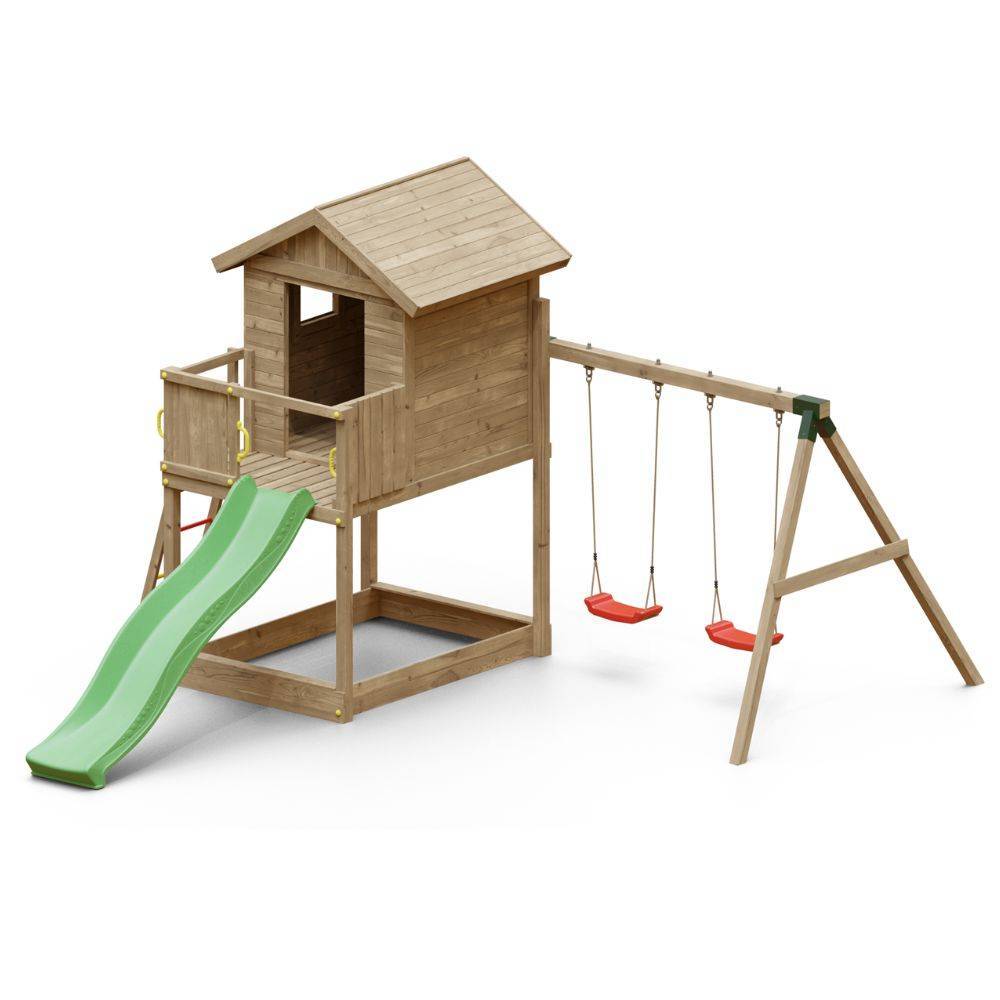 Casa GALAXY S con tobogán, juegos de jardín de madera