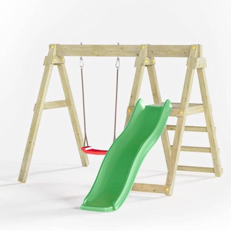 Parque infantil de madera con tobogán y columpio en forma de seta ligera BAXY