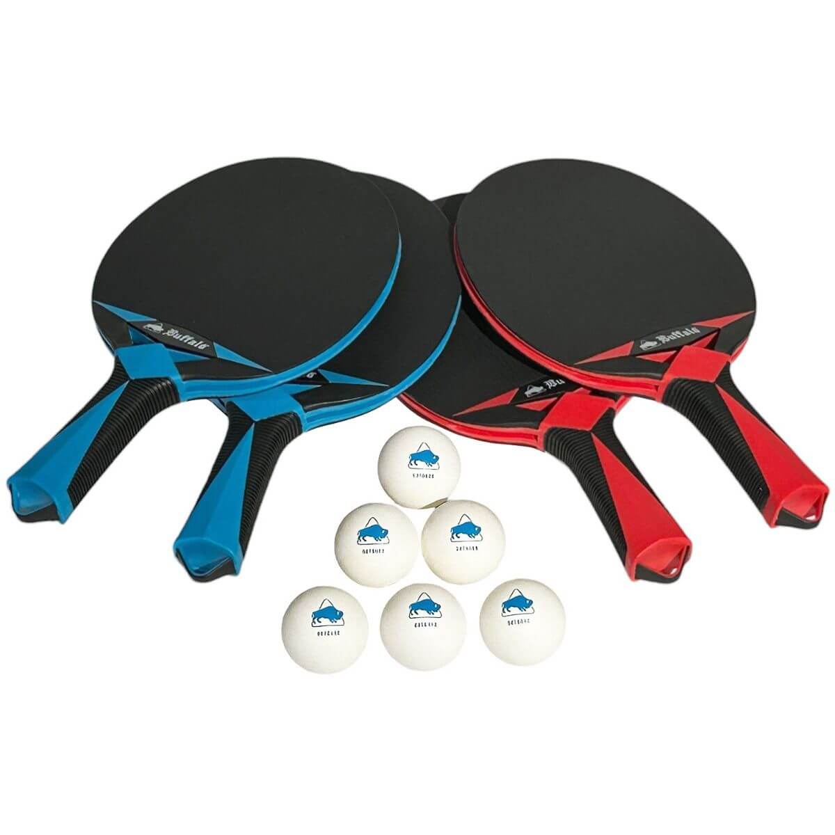Kit Palas Ping Pong Buffalo Family Outdoor 4 Palas + 6 Pelotas